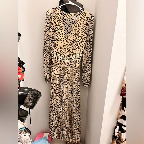 chinese dress ladies Brown Leopard Print Bubble Sleeve Square Neck Maxi Dress (Warehouse Exclusive) Brown / L / 100%Polyester main image 0
